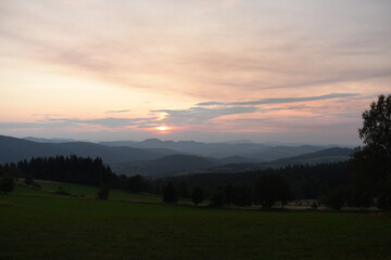 sunset over the mountains