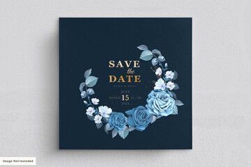 blue floral wedding card set