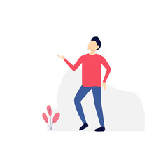 Vector illustration, young man character pose, modern flat people character, Ideal for motion, graphic and web design projects

