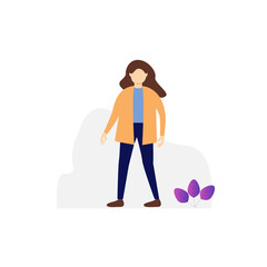 Vector illustration, female character pose, modern flat people character, Ideal for motion, graphic and web design projects.