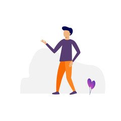 Vector illustration, young man character pose, modern flat people character, Ideal for motion, graphic and web design projects
