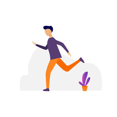 Vector illustration, young man character pose, modern flat people character, Ideal for motion, graphic and web design projects
