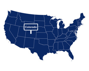 Der Bundesstaat Colorado mit Straßenschild