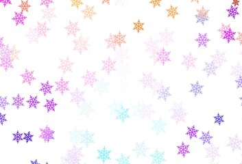 Light Blue, Yellow vector pattern with christmas snowflakes, stars.