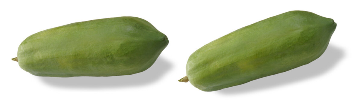 papaya fruit with seeds isolated on white background.