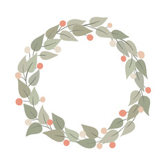 Cute flowers circle wreath floral wallpaper template background bouquet. Botanical flower and leaf branch can be used for printing, greeting or wedding anniversary. Vector invitation card concept