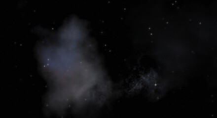 Star field in galaxy space with colorful nebula. Sci fi background of deep space. Ethereal wallpaper.