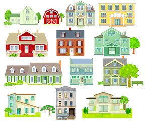 Satz von verschiedenen Familienh&auml;user und Wohnh&auml;user, Landh&auml;user, Holzh&auml;user