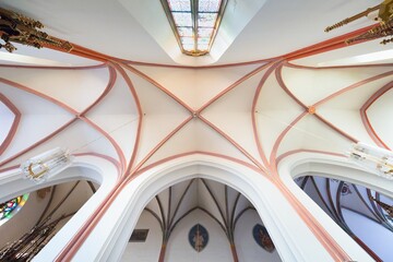 HRADEC KRALOVE, CZECH REPUBLIC - DECEMBER 10, 2020: Interior Cathedral of the Holy Spirit in the historic city center. Hradec Kralove is a big city in the Hradec Kralove Region Bohemia, Czech republic