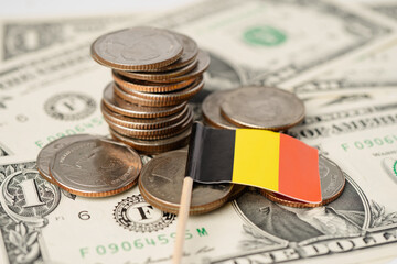 Fototapeta premium Germany Flag with coins background, Business and finance concept.