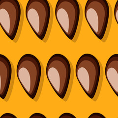 Seamless pattern consisting of watermelon seeds on a yellow background for fashion prints, fabrics, cards, wrapping paper. 