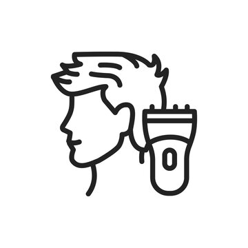 recommend clip art: Men's haircut black line icon. Barbershop. Outline pictogram