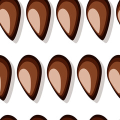 Seamless pattern consisting of watermelon seeds on a white background for fashion prints, fabrics, cards, wrapping paper. 