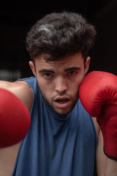 male red boxing gloves punch