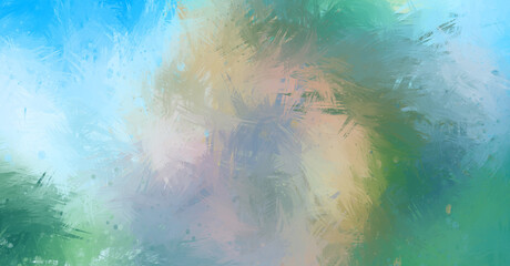 Painted composition with vibrant brush strokes. Textured colorful painting. Paint brushed wallpaper.