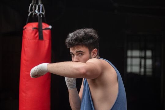 male shadowboxing 