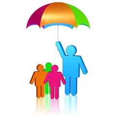 Kinder unter einem Schirm