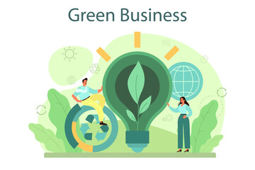 Ecology or eco friendly business. Business people taking care