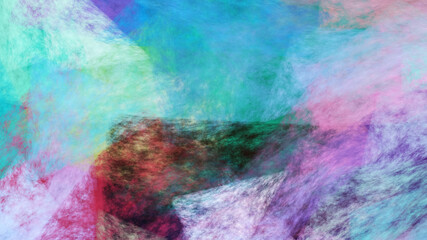 Abstract pink and turquoise chaotic shapes. Colorful fractal background. Digital art. 3d rendering.