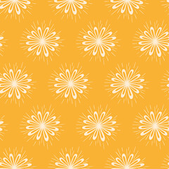 Flower vector seamless pattern. Doodle background yellow