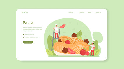 Spaghetti or pasta web banner or landing page. Italian food