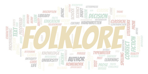 Folklore typography word cloud create with the text only