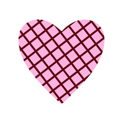 Single design element - pink heart. Romantic sticker. Illustration for valentine card, poster, sticker, icon, banner, gift tag, print. Cute heart symbol in flat style. Love symbol. 