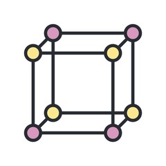 Molecular cube vector icon isolated on white background.