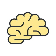 Vector flat illustration of human brain on white background