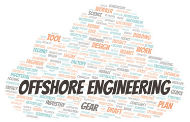 Offshore Engineering typography word cloud create with the text only