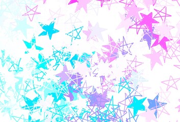 Light Pink, Blue vector background with colored stars. © smaria2015