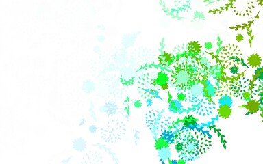 Light Blue, Green vector doodle layout with flowers, roses.