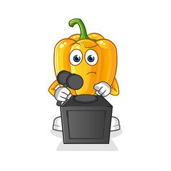 paprika judge holds gavel illustration. character vector