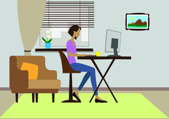 person working on computer Home office Woman