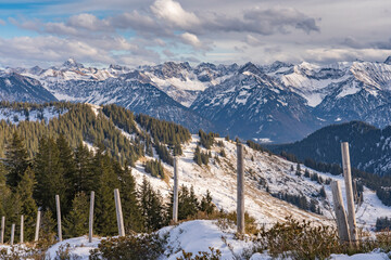 winter mountain landcape in the Allgaeu Alps near Balderschwang, Bavaria, Germany
