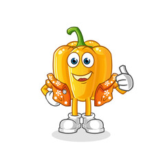 paprika go on vacation character. cartoon mascot vector