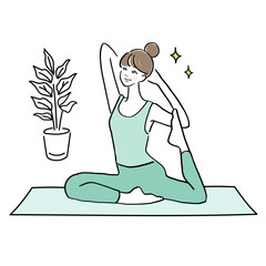 ヨガをしている女性のイラスト
