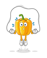 paprika jump rope exercise illustration. character vector