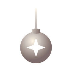 happy merry christmas silver ball hanging with star decorative icon