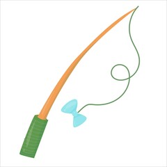 a toy for a cat or dog. fishing rod with a bow. Accessories for pets. An element from a set of doodles drawn by hand. Isolated illustration on a white background.