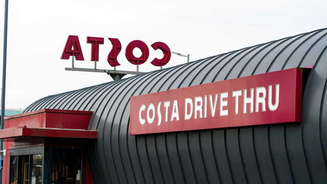 Costa Coffee Drive Through Store In Leamington Spa, November 24, 2020