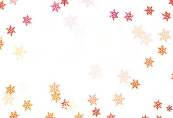 Light Red vector background with xmas snowflakes, stars.