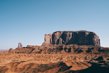 Mountain peak in arid terrain in daylight