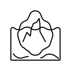 iceberg frozen rock in the water line icon