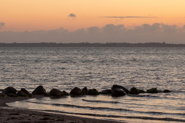 Idyllic sea scene after sunset.