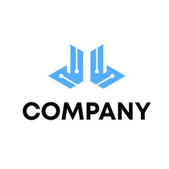 letter M circuit board logo design