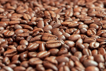 Roasted coffee beans texture.