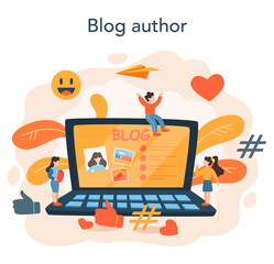 Blogging concept. Network author share content in the internet