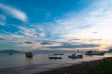 sunset over the traditional harbor, Dili Timor Leste
