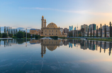 Sunset in one of the parks in Baku - 399326188